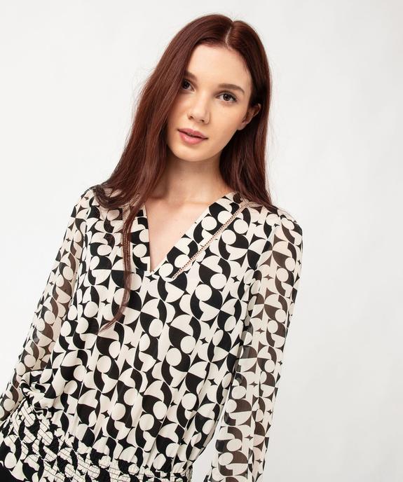 Blouse fluide imprimée à manches longues en voile femme vue5 - GEMO(FEMME PAP) - GEMO