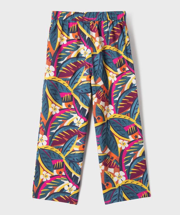 Pantalon large et fluide en viscose imprimé tropical fille vue3 - GEMO 4G FILLE - GEMO