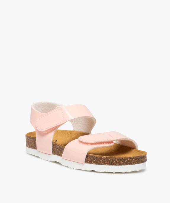 Sandales fille à brides scratch colorées et semelle liège vue2 - GEMO 4G FILLE - GEMO