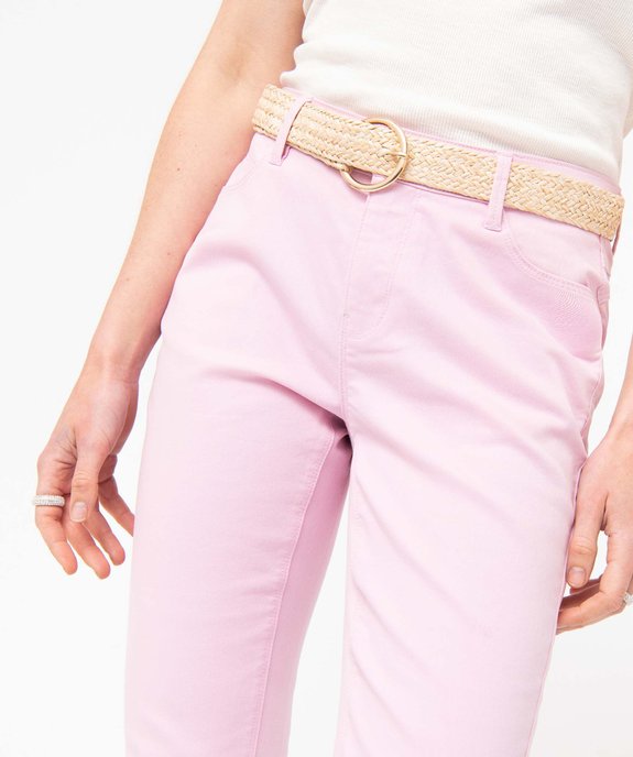 Pantacourt femme en toile denim avec ceinture tressée vue5 - GEMO 4G FEMME - GEMO