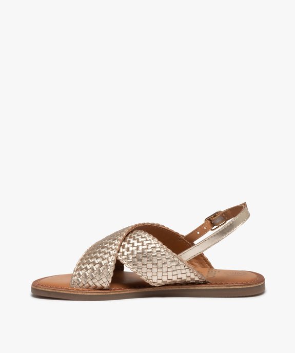 Sandales fille à talon plat et larges brides tressées vue3 - GEMO (ENFANT) - GEMO