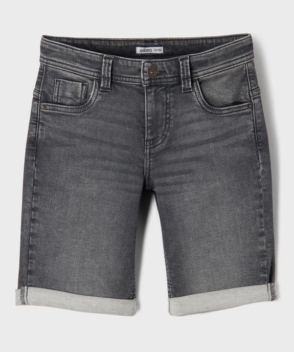 Bermuda en jean stretch coupe slim à revers cousus garçon vue1 - GEMO 4G GARCON - GEMO