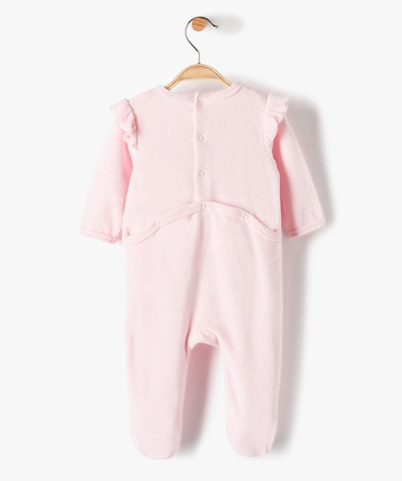 Pyjama bébé fille en velours avec volants sur les épaules vue4 - GEMO(BB COUCHE) - GEMO