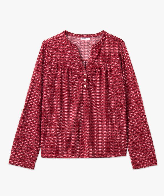 Tee-shirt à manches longues imprimé en polyester recyclé femme vue4 - GEMO 4G FEMME - GEMO