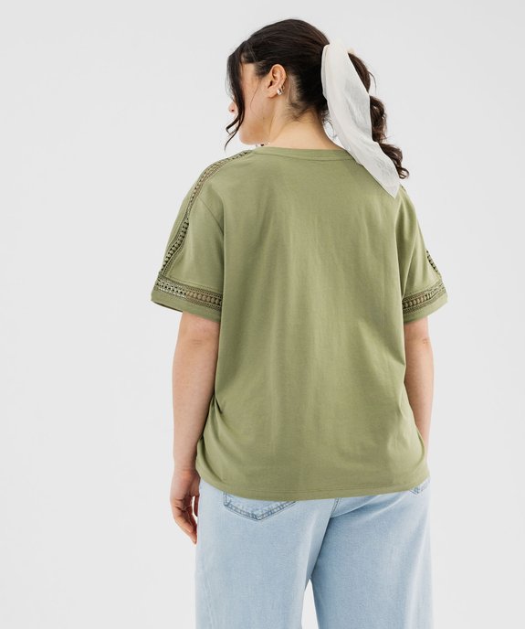 Tee-shirt manches courtes avec détails brodés femme grande taille vue3 - GEMO 4G GT - GEMO