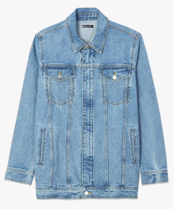 Veste en jean femme coupe longue et fermeture zippée vue4 - FOLLOW ME - GEMO