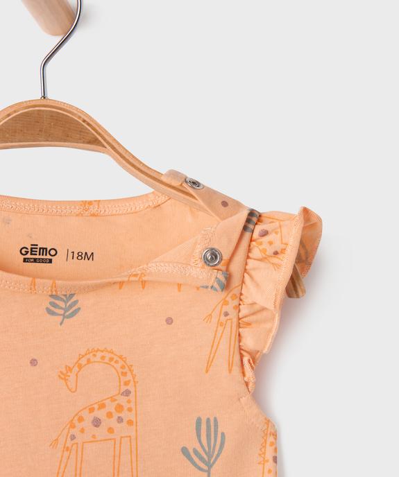Pyjashort 2 pièces à motifs girafes bébé fille vue2 - GEMO 4G BEBE - GEMO