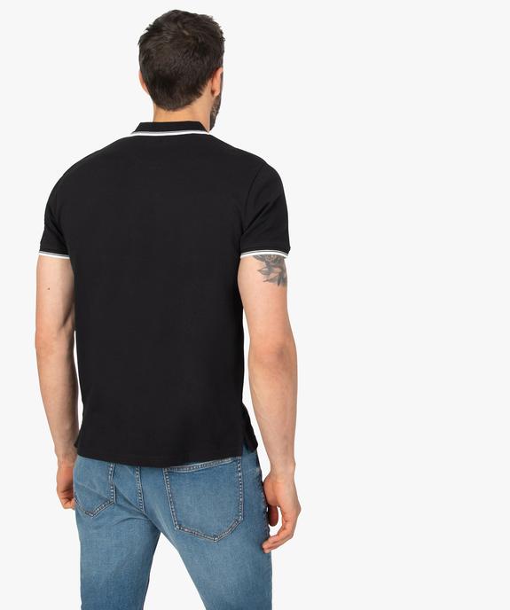 Polo homme à manches courtes à liseré contrastant vue3 - GEMO 4G HOMME - GEMO
