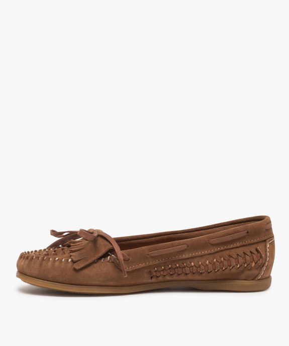 Mocassins femme souples en cuir tressé vue3 - GEMO (CASUAL) - GEMO