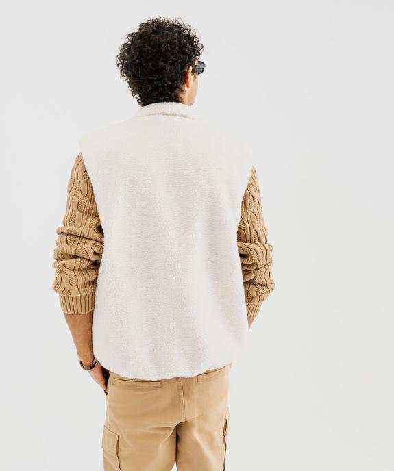Veste sans manches en sherpa et toile homme vue3 - GEMO (HOMME) - GEMO