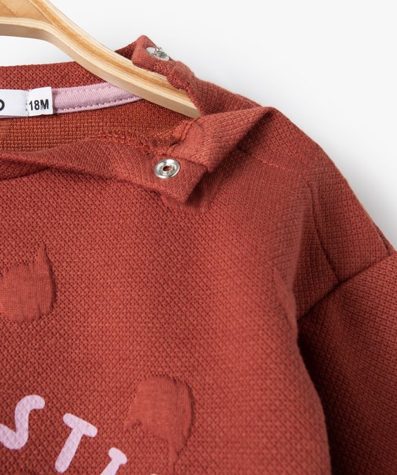 Sweat bébé fille en maille légère à motif chat gaufré vue2 - GEMO(BEBE DEBT) - GEMO