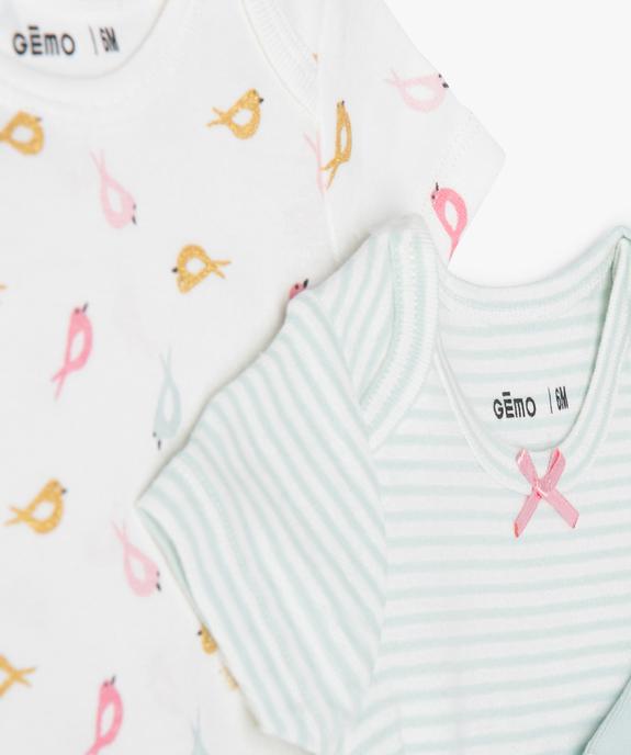 Bodies bébé manches courtes à motif oiseaux (lot de 3) vue2 - GEMO 4G BEBE - GEMO