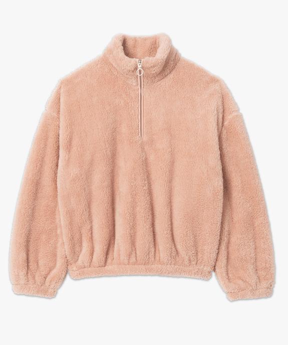 Sweat femme en maille peluche et col camionneur vue4 - GEMO(FEMME PAP) - GEMO