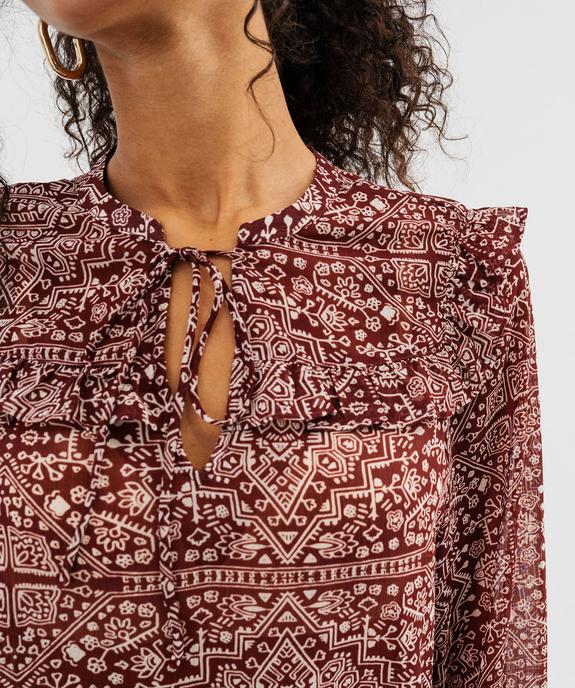 Blouse en voile imprimée à volants femme vue2 - GEMO(FEMME PAP) - GEMO
