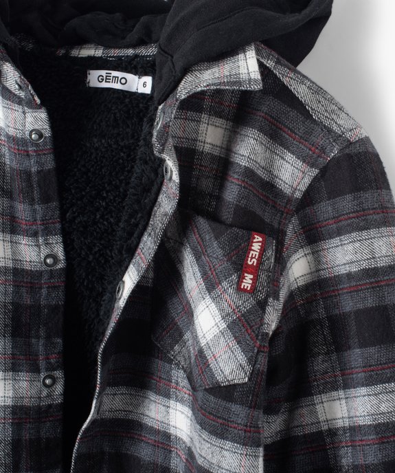 Chemise garçon doublée sherpa avec capuche amovible vue2 - GEMO (ENFANT) - GEMO