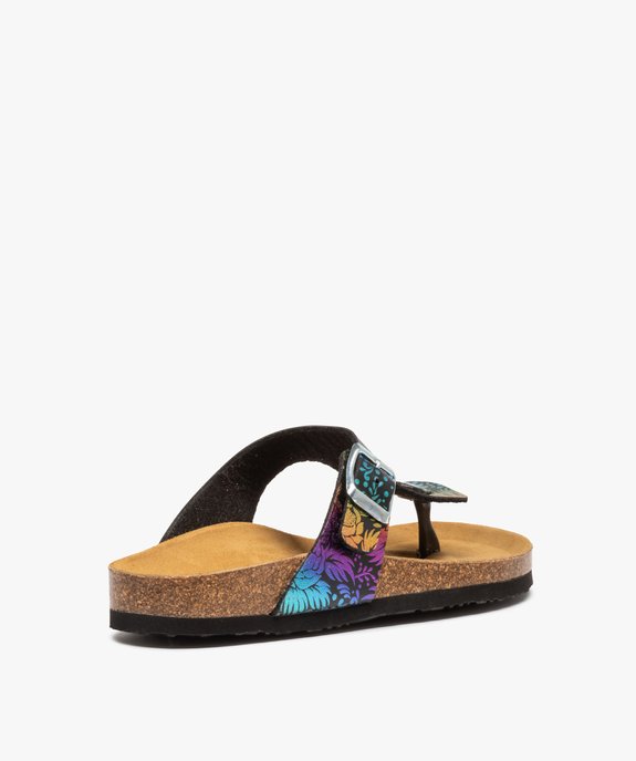 Mules femme à talon plat et bride entre-doigts multicolore  vue4 - GEMO (CASUAL) - GEMO