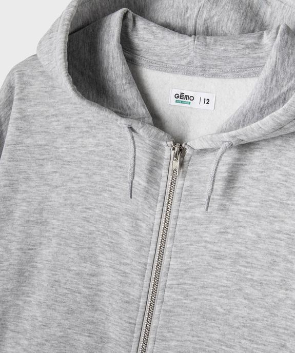 Sweat zippé à capuche fille vue3 - GEMO 4G FILLE - GEMO