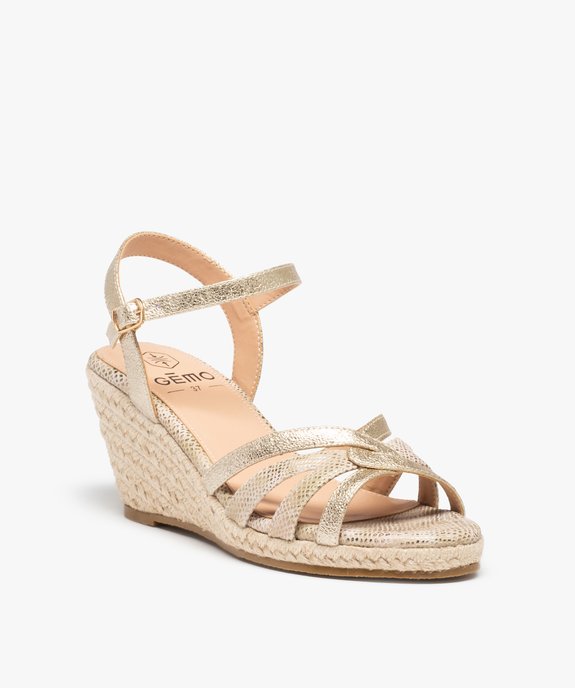 Sandales femme compensées à fines brides métallisées vue2 - GEMO(URBAIN) - GEMO