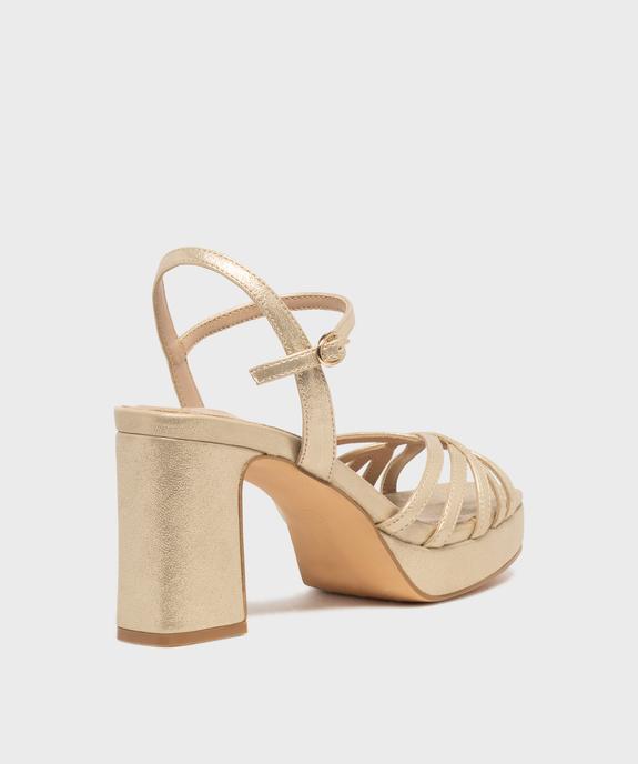 Sandales à talon haut, patin et fines brides dorées femme - Follow Me vue4 - FOLLOW ME - GEMO