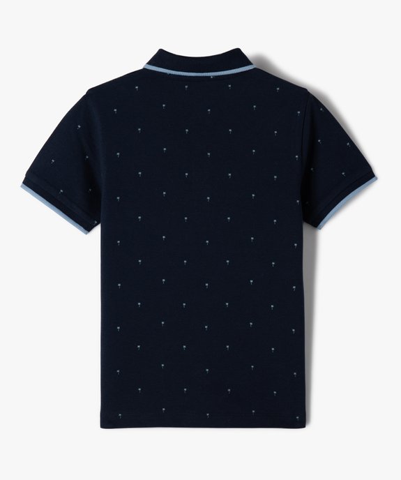 Polo garçon à motifs palmiers et finitions contrastantes vue3 - GEMO (ENFANT) - GEMO