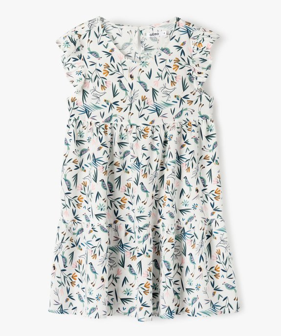 Robe fille fleurie à épaules volantées vue1 - GEMO (ENFANT) - GEMO