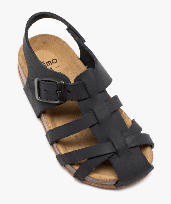 Sandales premiers pas bébé garçon dessus en cuir uni  vue5 - GEMO(BEBE DEBT) - GEMO