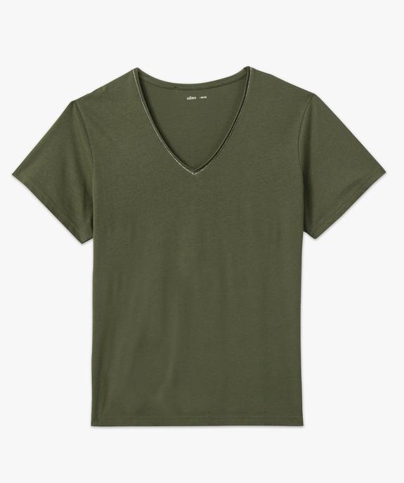 Tee-shirt femme grande taille avec col V et manches courtes vue4 - GEMO (G TAILLE) - GEMO