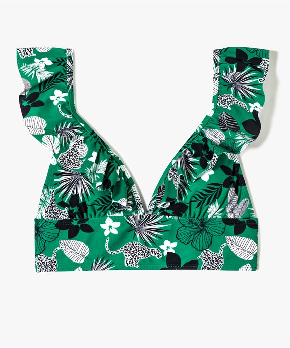 Haut de maillot de bain fille fleuri forme triangle vue1 - GEMO (JUNIOR) - GEMO