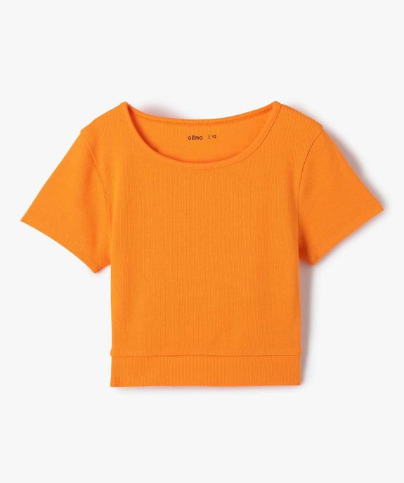 Tee-shirt fille en maille côtelée coupe courte vue2 - GEMO (JUNIOR) - GEMO
