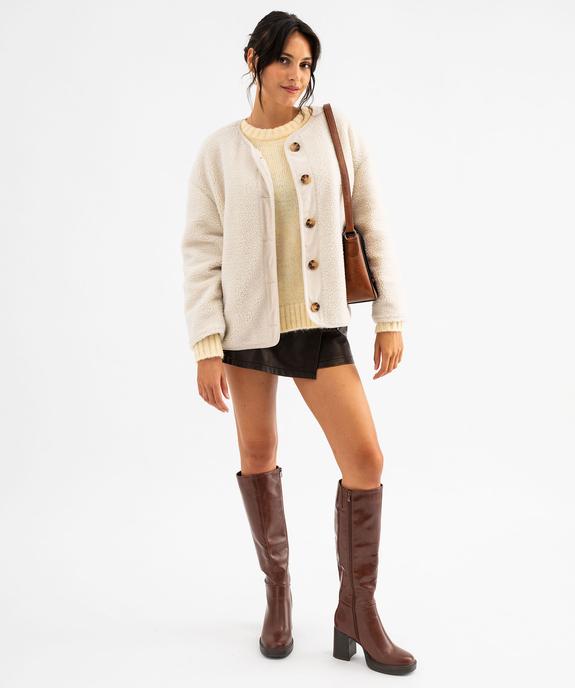 Jupe short en matière synthétique cuir imitation femme vue7 - GEMO(FEMME PAP) - GEMO