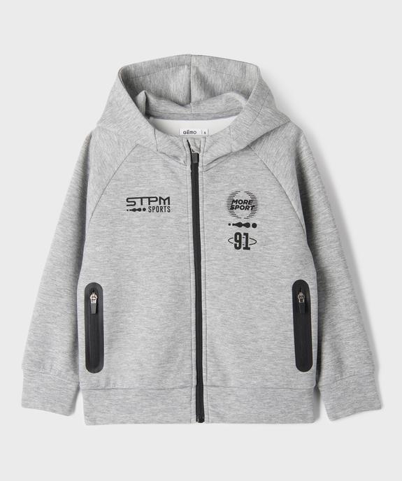 Sweat de sport zippé à capuche garçon vue1 - GEMO (ENFANT) - GEMO
