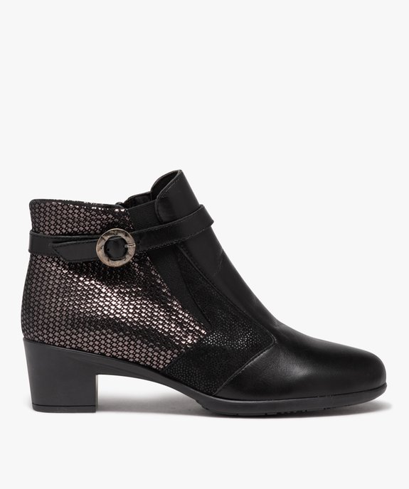 Boots femme confort à talon dessus en cuir uni brillant vue1 - GEMO (CONFORT) - GEMO