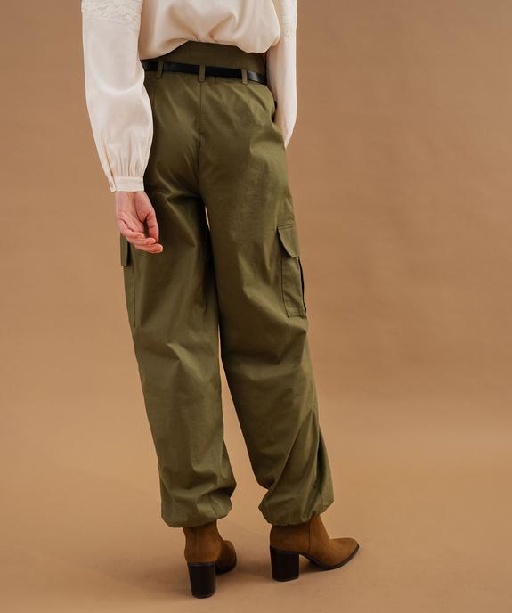 Pantalon cargo à taille haute avec ceinture femme vue4 - GEMO(FEMME PAP) - GEMO