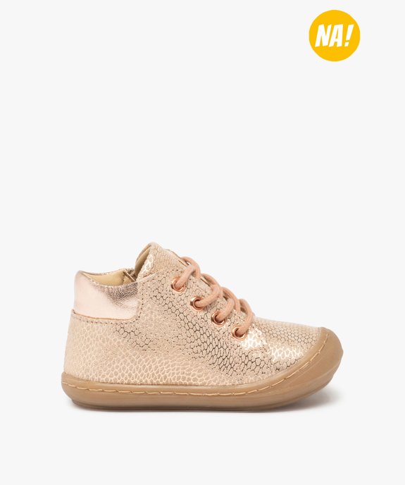 Bottillons premiers pas bébé fille dessus cuir – NA! vue2 - NA! - GEMO