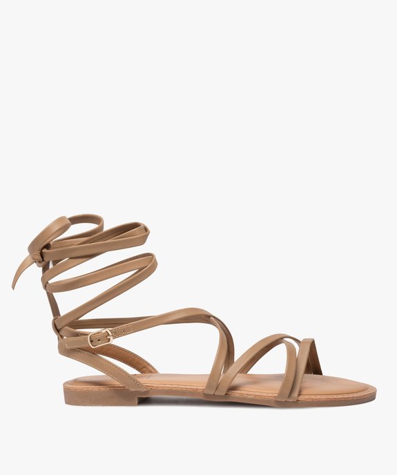 Sandales femme à fines brides lacées cheville vue1 - GEMO (CASUAL) - GEMO