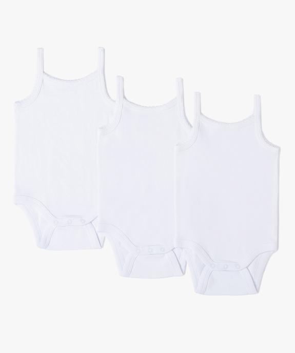 Bodies bébé à bretelles (lot de 3) 100% coton biologique vue1 - GEMO 4G BEBE - GEMO