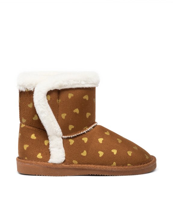 Boots fille fourrées avec scratch à motif cœurs  vue1 - GEMO (ENFANT) - GEMO
