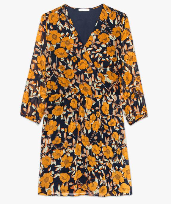 Robe fleurie à manches longues avec devant croisé vue4 - GEMO(FEMME PAP) - GEMO