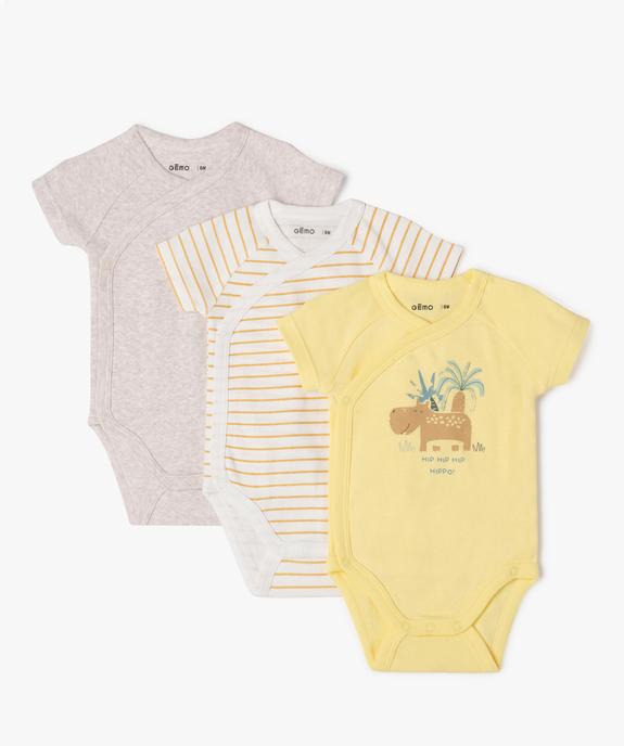 Bodies à manches courtes fermeture croisée bébé (lot de 3) vue2 - GEMO 4G BEBE - GEMO