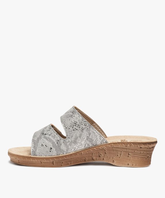 Mules femme confort à brides ajustables métallisées vue3 - GEMO (CONFORT) - GEMO