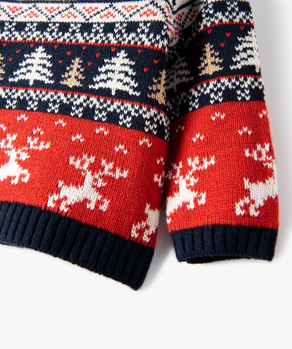 Pull de Noël bébé garçon en jacquard multicolore vue3 - GEMO(BEBE DEBT) - GEMO