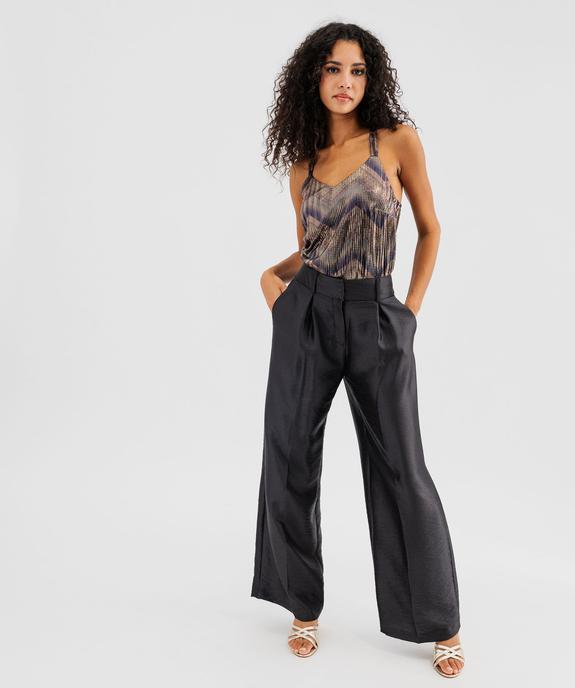 Débardeur à fines bretelles en maille plissée métallisée femme - GEMO(FEMME PAP) Débardeur à fines bretelles en maille plissée métallisée femme vue4 - GEMO(FEMME PAP) - GEMO