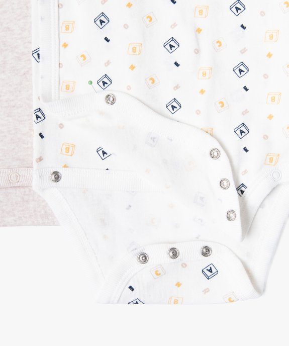 Body manches courtes fermeture croisée bébé (lot de 3) vue3 - GEMO 4G BEBE - GEMO