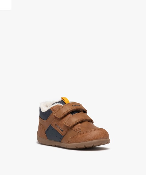 Chaussures premiers bébé garçon fourrées sherpa à double scratch - Geox vue2 - GEOX - GEMO