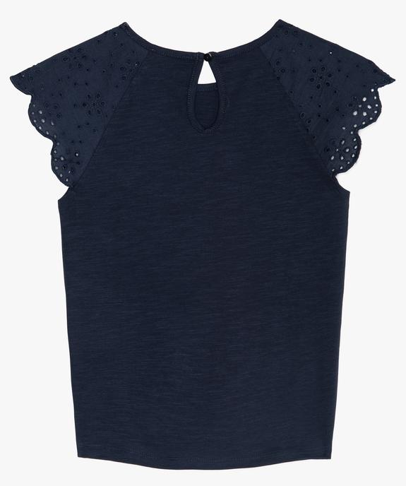 Tee-shirt fille avec épaules en broderie anglaise et bas à nouer vue3 - GEMO 4G FILLE - GEMO