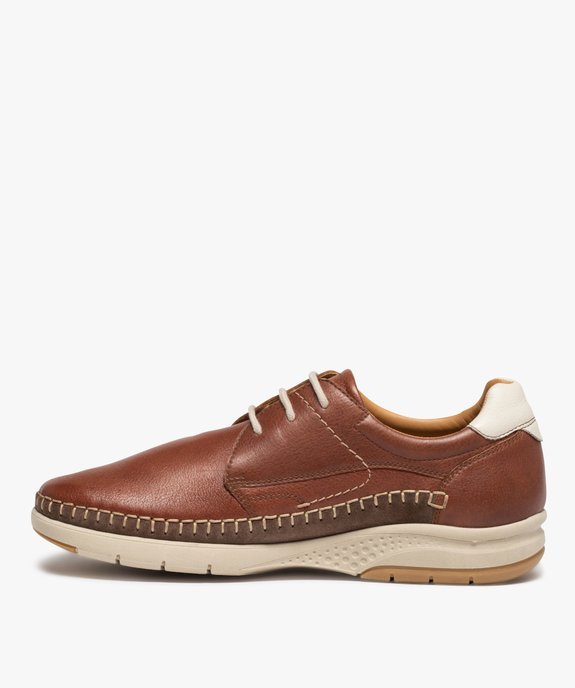 Derbies homme confort en cuir uni - Tanéo vue3 - TANEO - GEMO