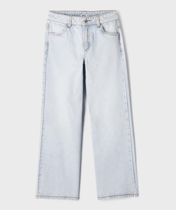 Jean loose à taille réglable en denim 100% coton fille vue2 - GEMO 4G FILLE - GEMO