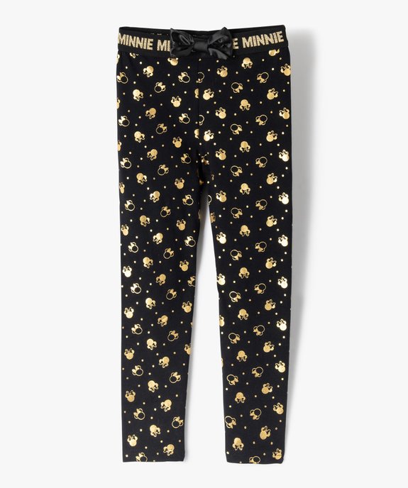 Legging fille imprime tetes de Minnie dorees avec n ud s. GEMO