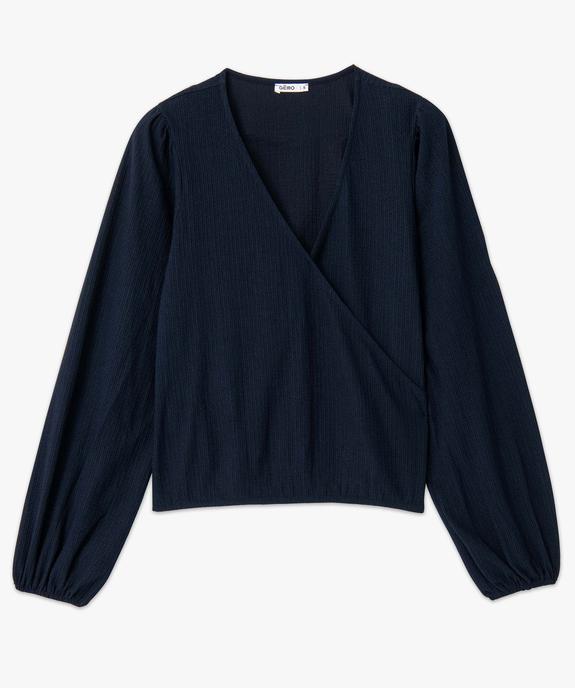 Tee-shirt femme effet blouse avec col cache-coeur vue4 - GEMO(FEMME PAP) - GEMO