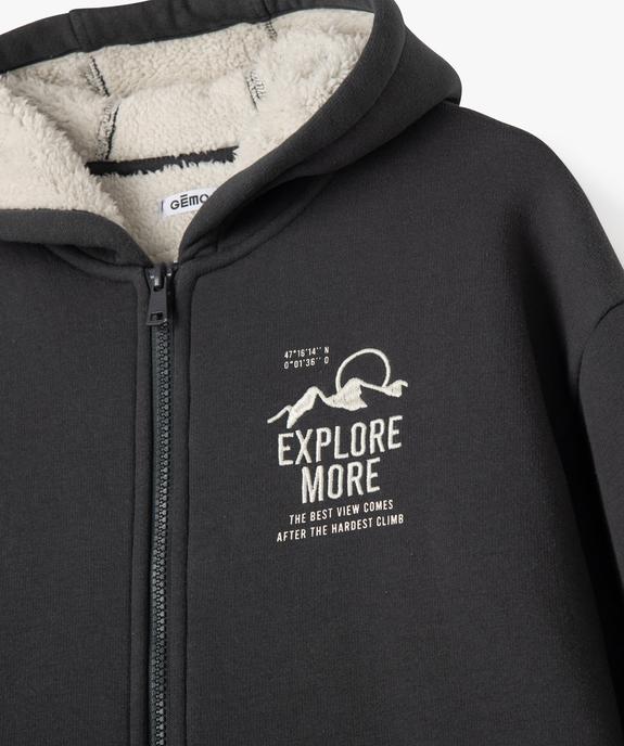 Sweat à capuche zippé avec doublure en sherpa garçon vue2 - GEMO (JUNIOR) - GEMO